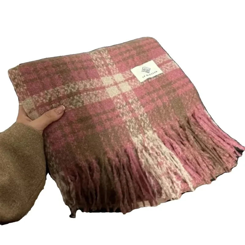echarpe carreaux rose